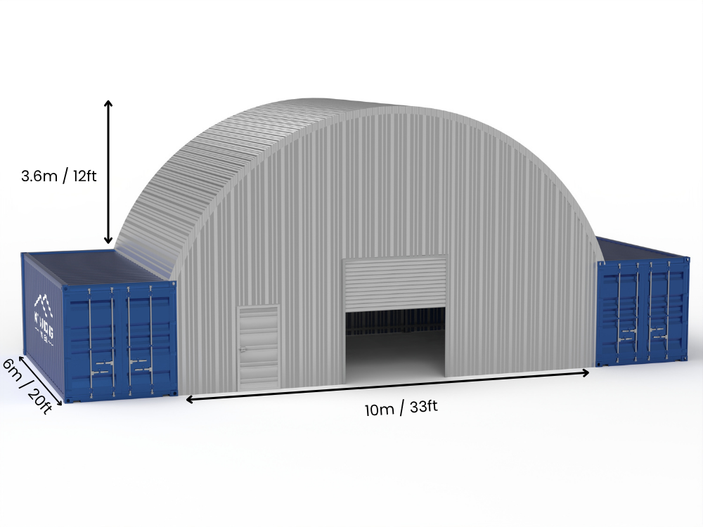 Rozpiętość 10m (33 stopy) | Stalowe daszki kontenerowe - 33 stopy x 12 stóp (10m x 3,6m)