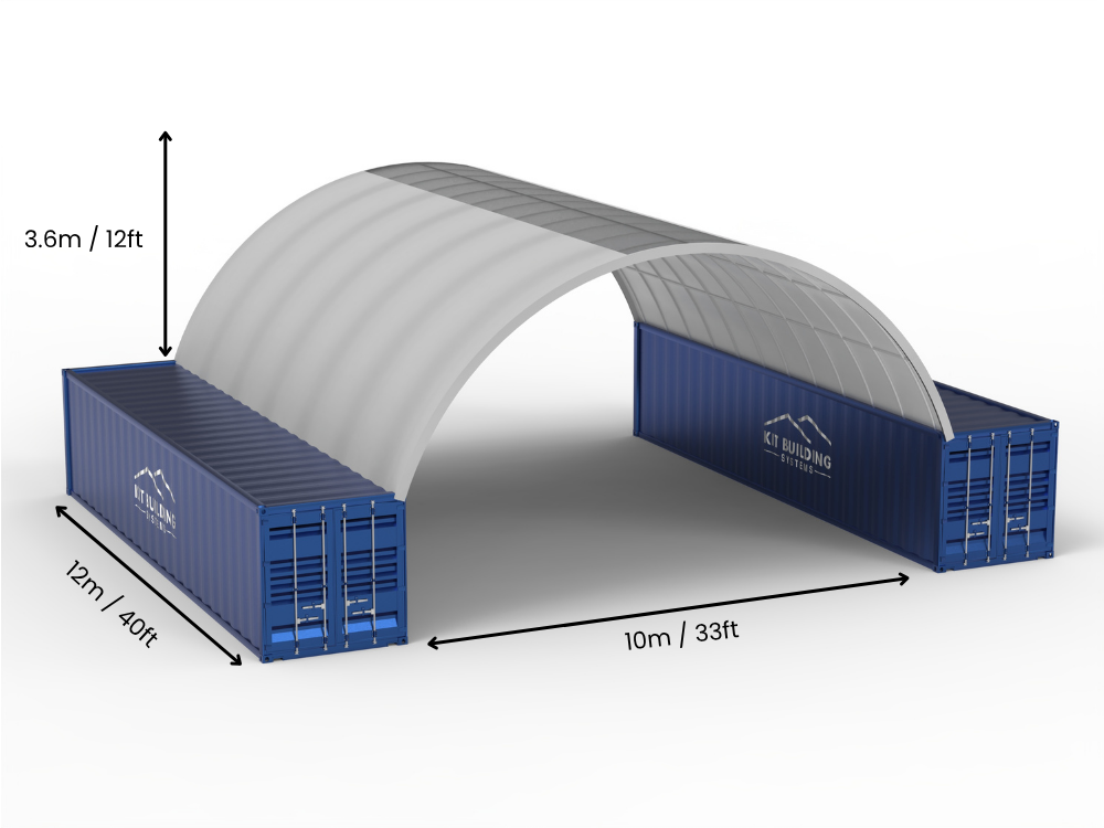 Rozpiętość 10m (33 stopy) | Zadaszenia kontenerowe - 33 stopy x 12 stóp (10m x 3,6m)