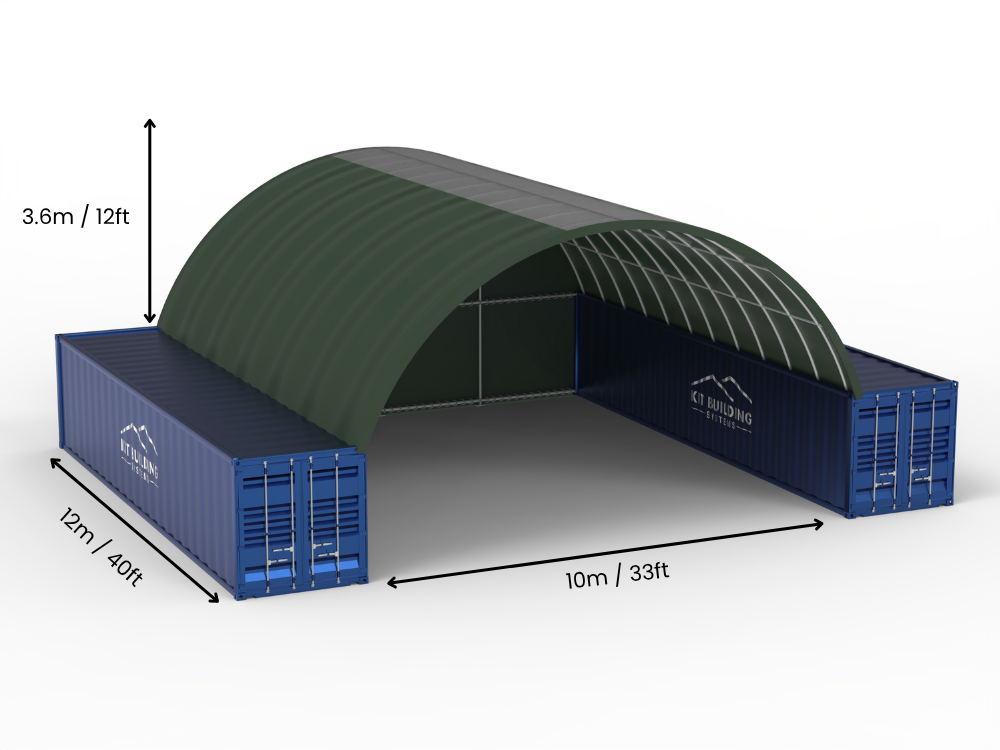 Rozpiętość 10m (33 stopy) | Zadaszenia kontenerowe - 33 stopy x 12 stóp (10m x 3,6m)