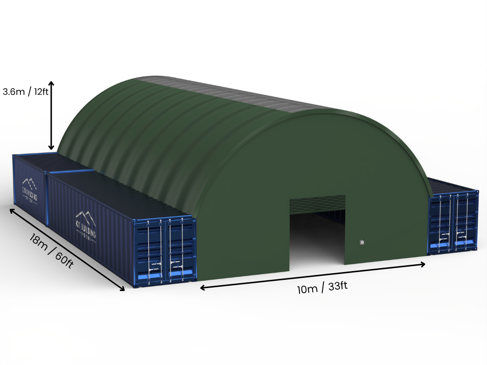 Rozpiętość 10m (33 stopy) | Zadaszenia kontenerowe - 33 stopy x 12 stóp (10m x 3,6m)