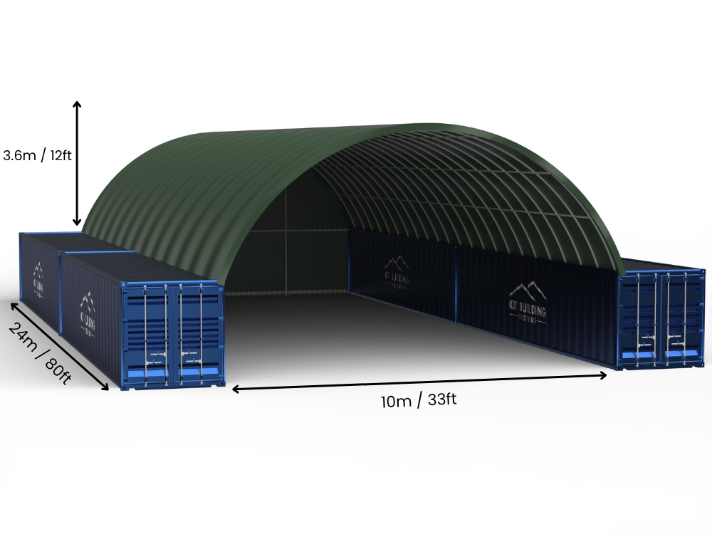 Rozpiętość 10m (33 stopy) | Zadaszenia kontenerowe - 33 stopy x 12 stóp (10m x 3,6m)