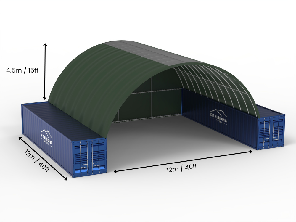 Rozpiętość 12m (40 stóp) | Zadaszenia kontenerowe - 40 stóp x 12 stóp (12m x 4,5m)