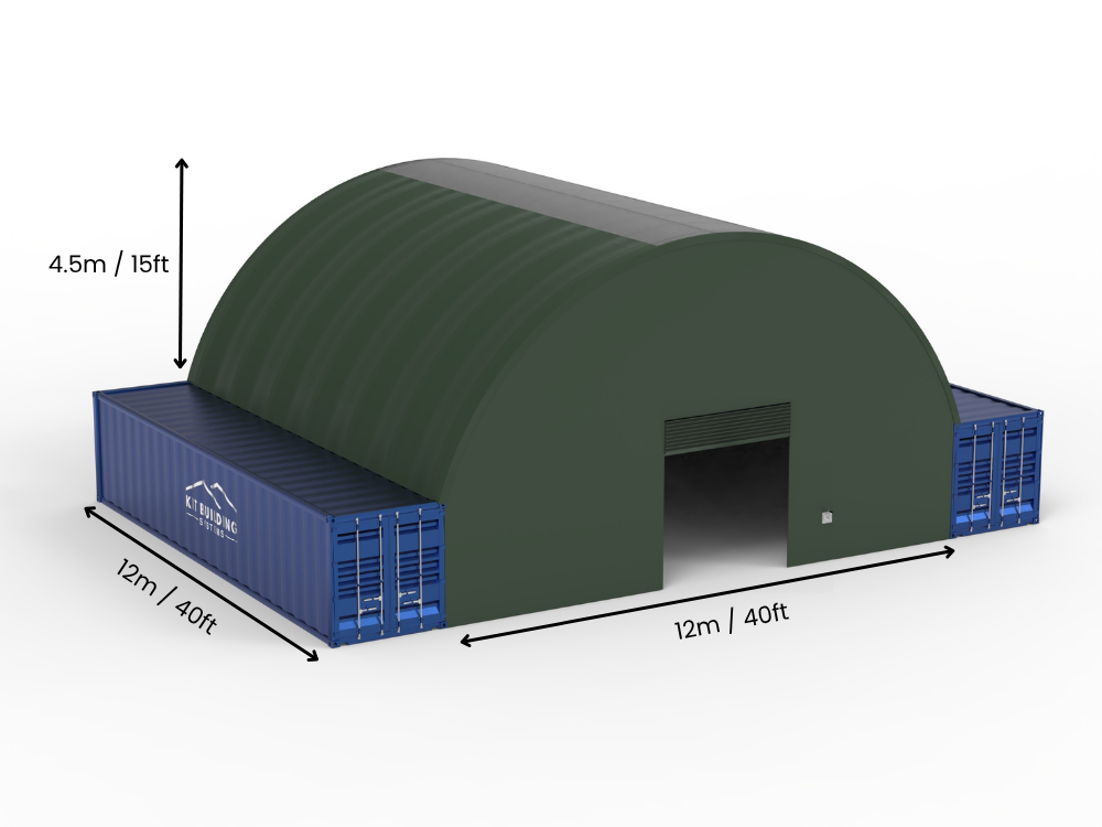 Rozpiętość 12m (40 stóp) | Zadaszenia kontenerowe - 40 stóp x 12 stóp (12m x 4,5m)