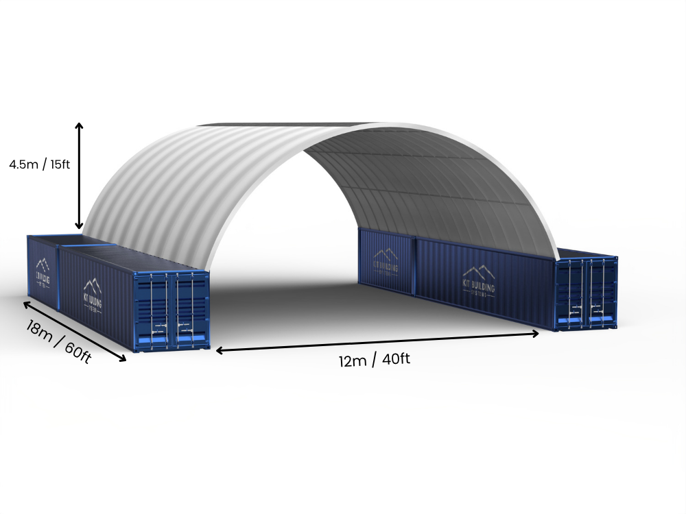 Rozpiętość 12m (40 stóp) | Zadaszenia kontenerowe - 40 stóp x 12 stóp (12m x 4,5m)
