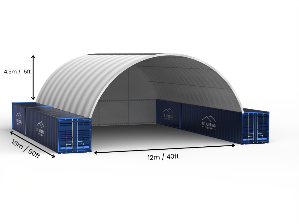 Rozpiętość 12m (40 stóp) | Zadaszenia kontenerowe - 40 stóp x 12 stóp (12m x 4,5m)