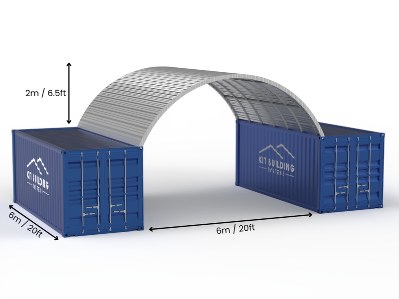 Stalowe zadaszenia kontenerowe - 20ft x 20ft x 6,5ft (6m x 6m x 2m)