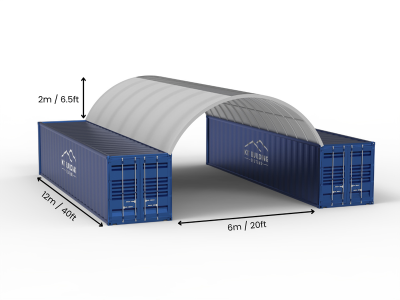 Rozpiętość 6m (20ft) | Markizy kontenerowe szerokość 20ft, wysokość 6,5ft (6m x 2m)