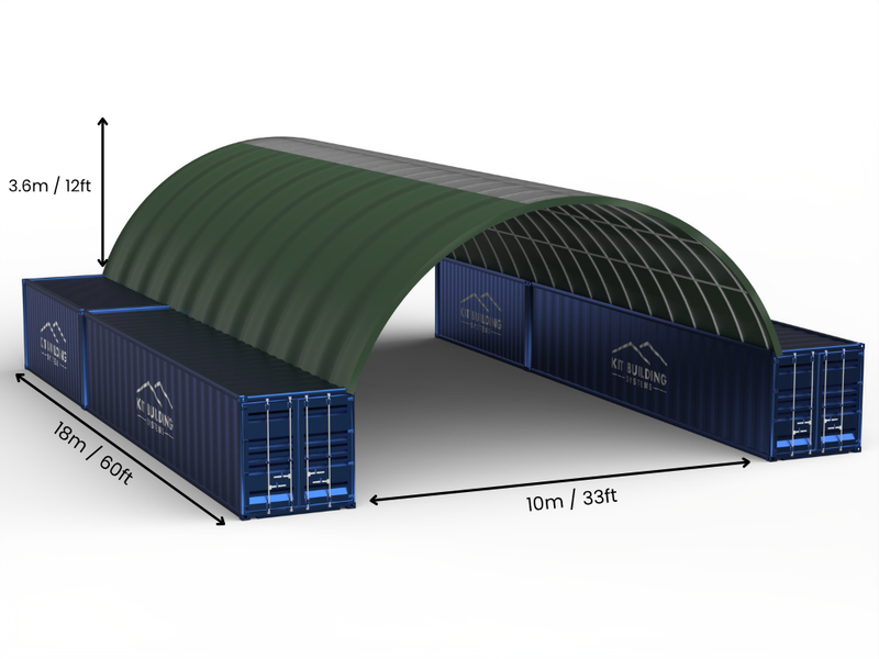 Rozpiętość 10m (33 stopy) | Zadaszenia kontenerowe - 33 stopy x 12 stóp (10m x 3,6m)