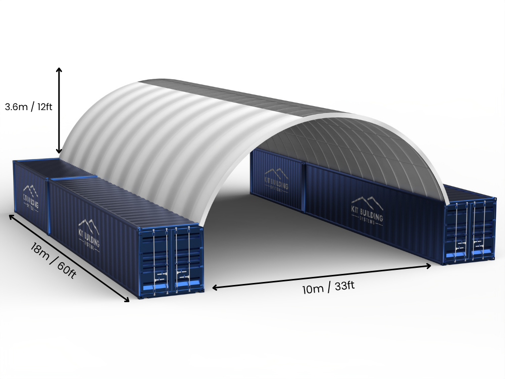 Rozpiętość 10m (33 stopy) | Zadaszenia kontenerowe - 33 stopy x 12 stóp (10m x 3,6m)