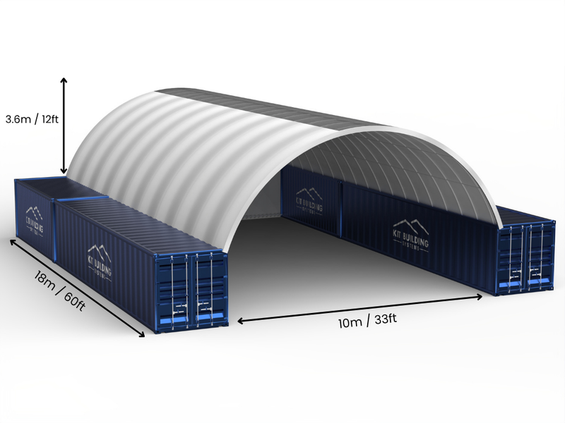 Rozpiętość 10m (33 stopy) | Zadaszenia kontenerowe - 33 stopy x 12 stóp (10m x 3,6m)