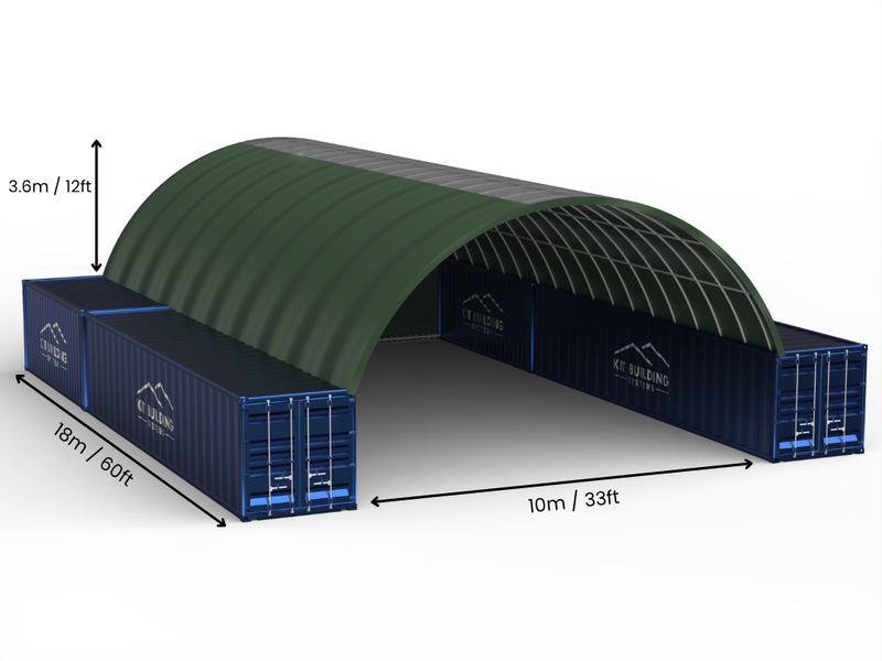 Rozpiętość 10m (33 stopy) | Zadaszenia kontenerowe - 33 stopy x 12 stóp (10m x 3,6m)