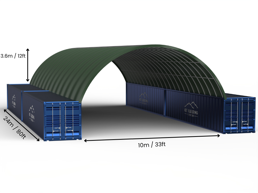 Rozpiętość 10m (33 stopy) | Zadaszenia kontenerowe - 33 stopy x 12 stóp (10m x 3,6m)
