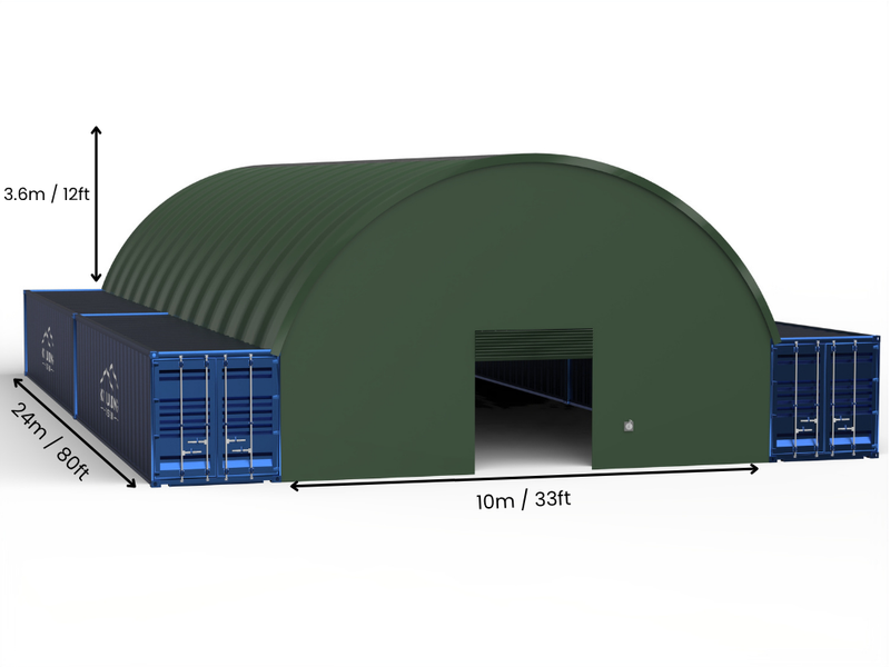 Rozpiętość 10m (33 stopy) | Zadaszenia kontenerowe - 33 stopy x 12 stóp (10m x 3,6m)