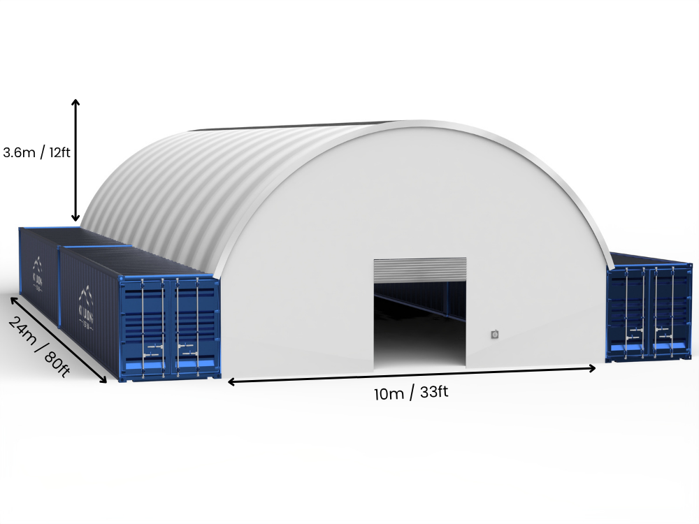 Rozpiętość 10m (33 stopy) | Zadaszenia kontenerowe - 33 stopy x 12 stóp (10m x 3,6m)