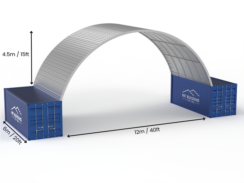 Rozpiętość 12m (40 stóp) | Stalowe daszki kontenerowe - 40 stóp x 15 stóp (12m x 4,5m)