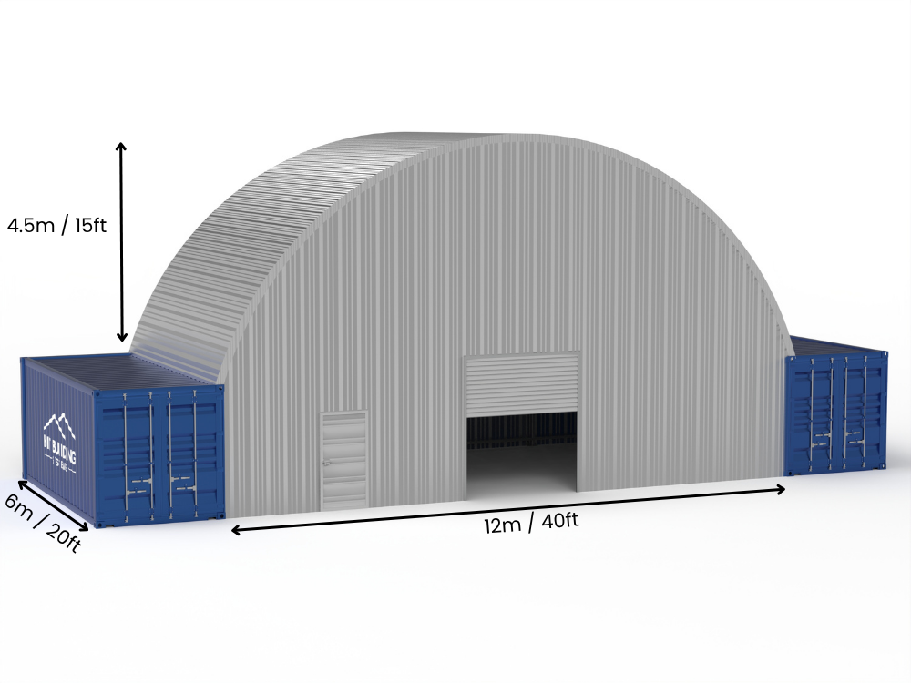 Rozpiętość 12m (40 stóp) | Stalowe daszki kontenerowe - 40 stóp x 15 stóp (12m x 4,5m)