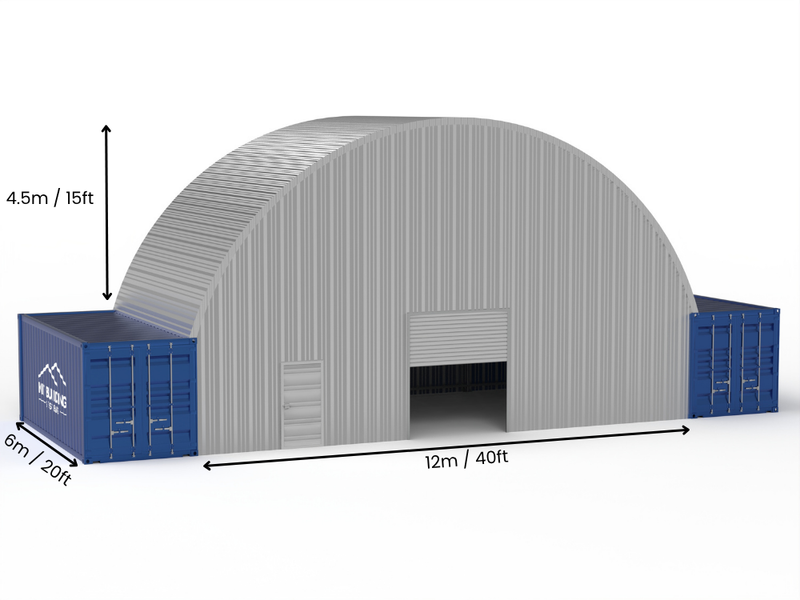 Rozpiętość 12m (40 stóp) | Stalowe daszki kontenerowe - 40 stóp x 15 stóp (12m x 4,5m)