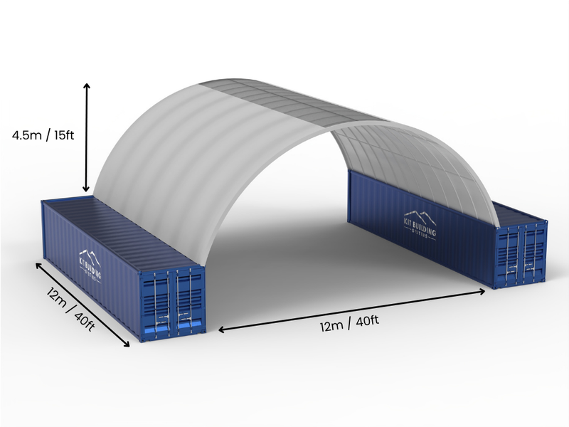 Rozpiętość 12m (40 stóp) | Zadaszenia kontenerowe - 40 stóp x 12 stóp (12m x 4,5m)