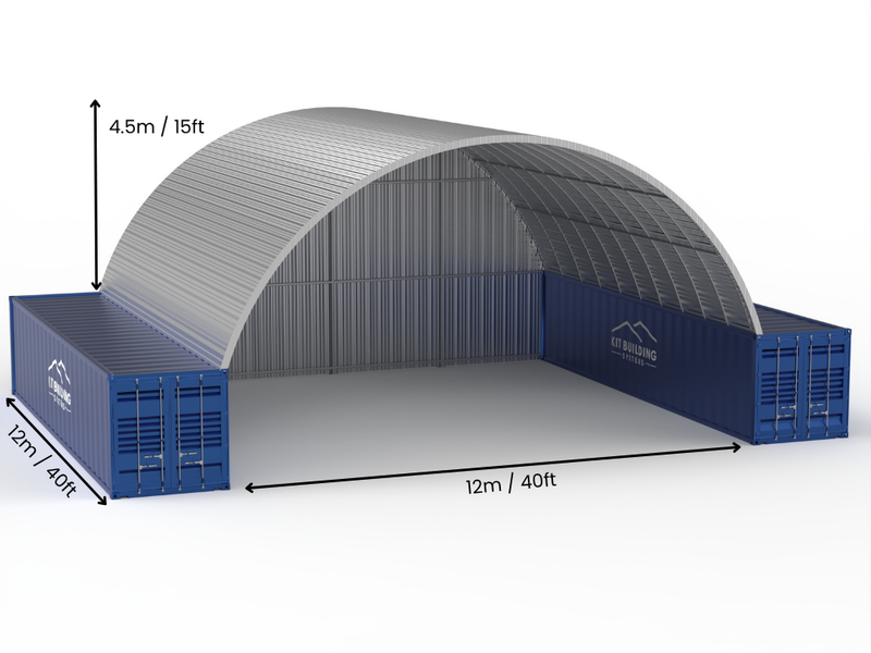 Rozpiętość 12m (40 stóp) | Stalowe daszki kontenerowe - 40 stóp x 15 stóp (12m x 4,5m)