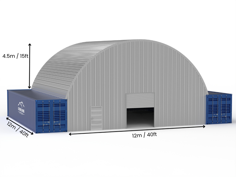 Rozpiętość 12m (40 stóp) | Stalowe daszki kontenerowe - 40 stóp x 15 stóp (12m x 4,5m)