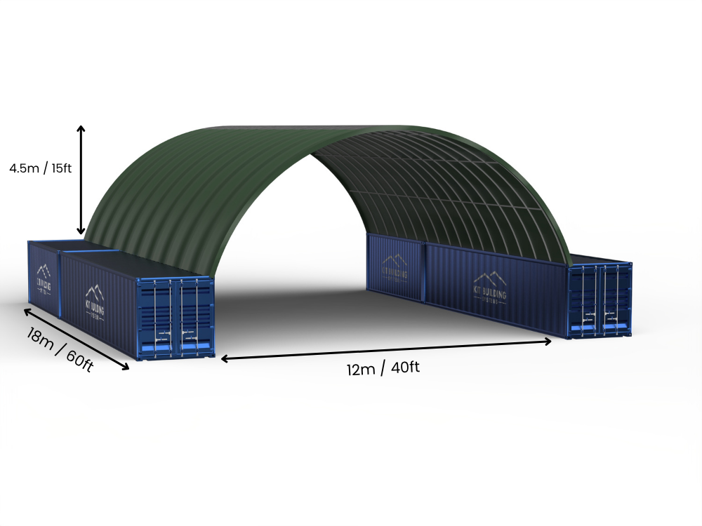 Rozpiętość 12m (40 stóp) | Zadaszenia kontenerowe - 40 stóp x 12 stóp (12m x 4,5m)