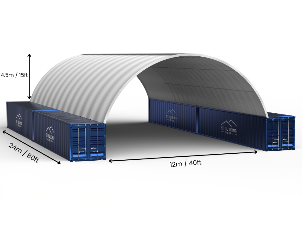 Rozpiętość 12m (40 stóp) | Zadaszenia kontenerowe - 40 stóp x 12 stóp (12m x 4,5m)