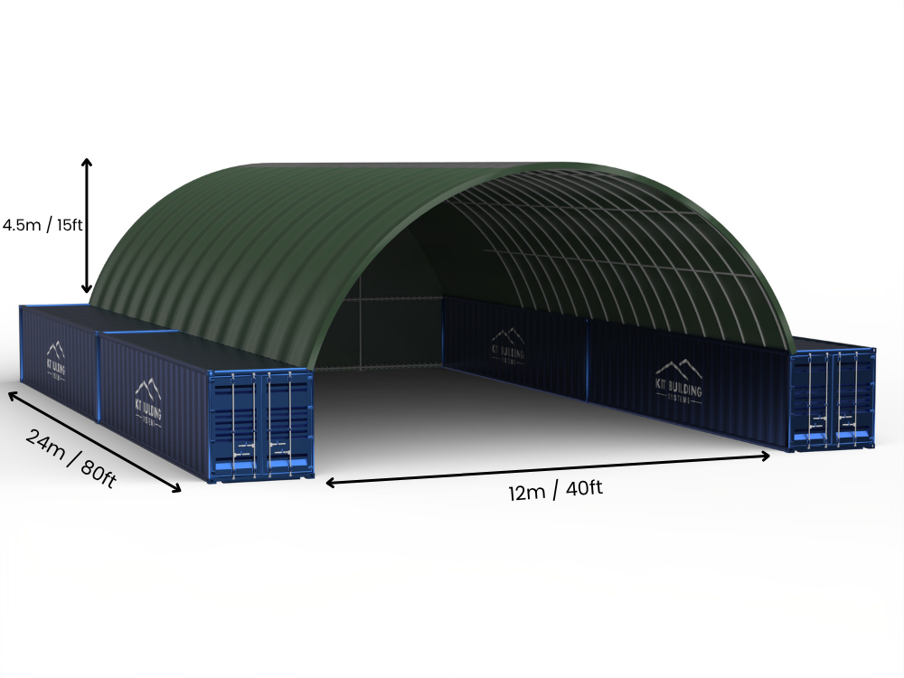 Rozpiętość 12m (40 stóp) | Zadaszenia kontenerowe - 40 stóp x 12 stóp (12m x 4,5m)