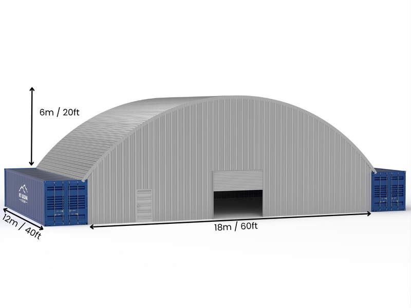 Stalowe zadaszenia kontenerowe - 60ft x 40ft x 20ft (18m x 12m x 6,1m)