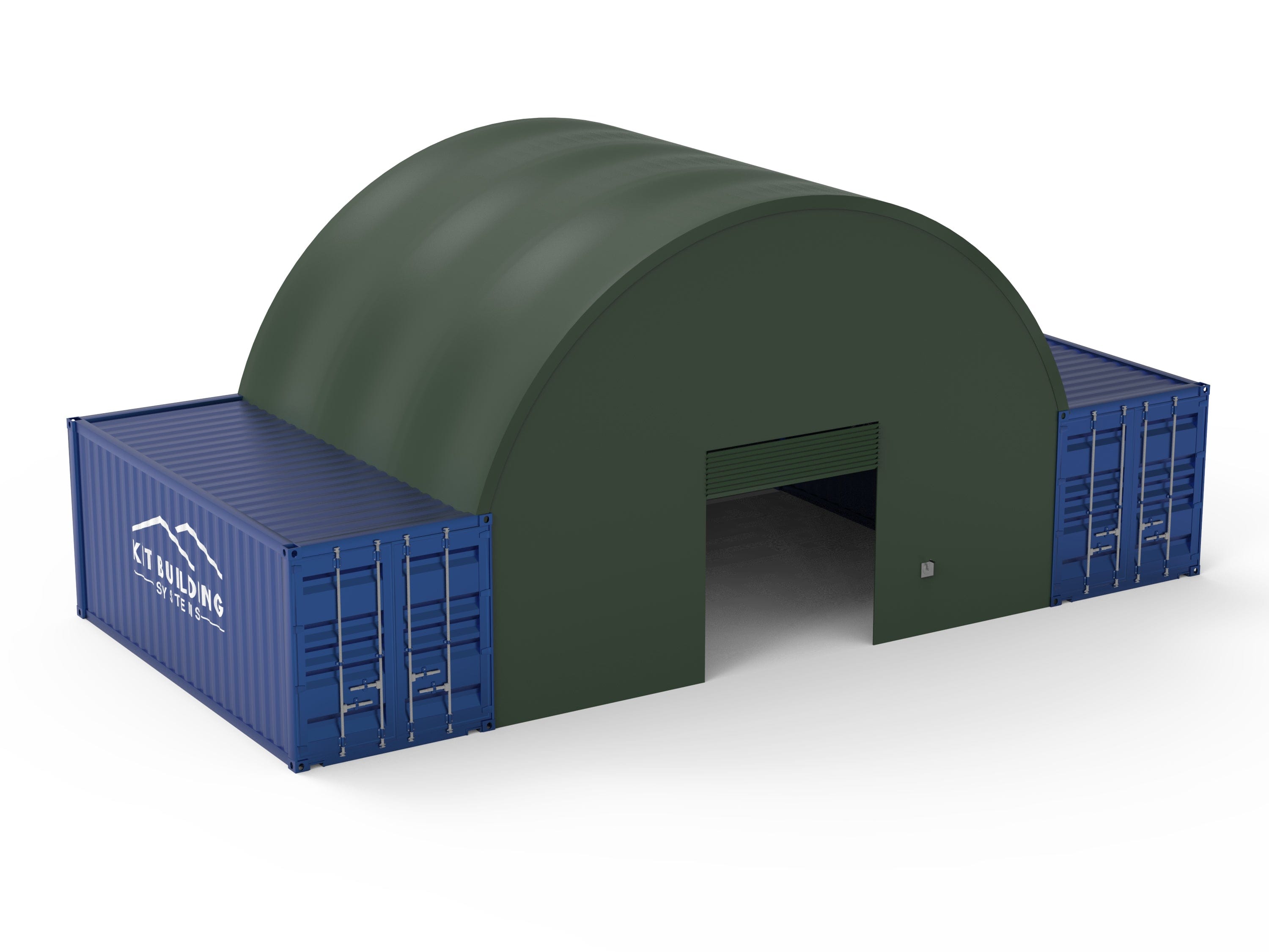 Kit Buildings Military Green / Back & Front Panel with Winch Door Container Green Shelter - 26ft x 20ft x 10ft (8m x 6m x 3m)